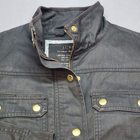 J Crew Women's Relaxed Boyfriend Field Jacket Size XS Gray Black Cinch Waist - Picture 4 of 7